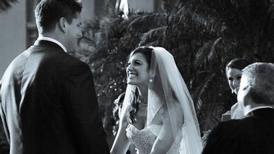 Happy couple exchanging their vows 