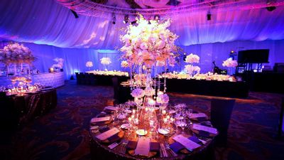 Stunning table décor with tall centerpieces at The Ritz Carlton Naples