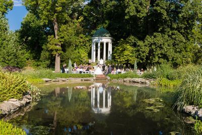 The ceremony nestled in an Italian-style garden by the tempietto