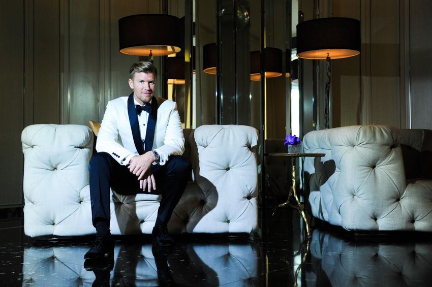 Groom pose for wedding photoshoot
