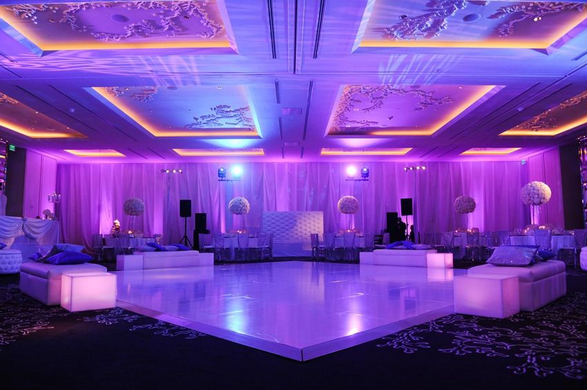 White dance floor and dramatic lighting at The St. Regis Resort, Bal Harbour